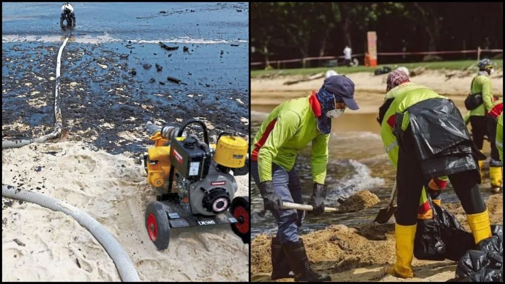 Tonnes Of Sand Scooped Up In Oil Spill Cleanup Efforts